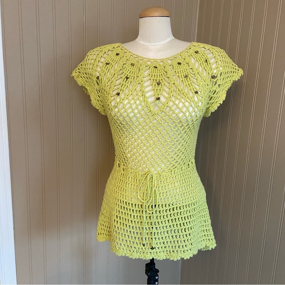Pure Handknit 100% Cotton Crochet Top Women’s Size Small